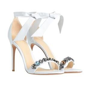 Alexandre Birman Clarita‎ Jeweled Stiletto Heel Sandals White Bridal